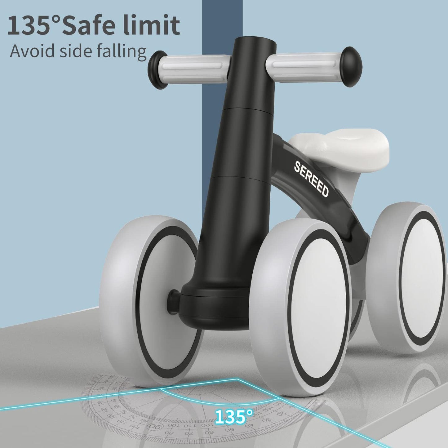 SEREED Baby Balance Bike for 1 Year Old Boys Girls 12-24 Month Toddler Balance Bike, 4 Wheels Toddler First Bike, First Birthday Gifts