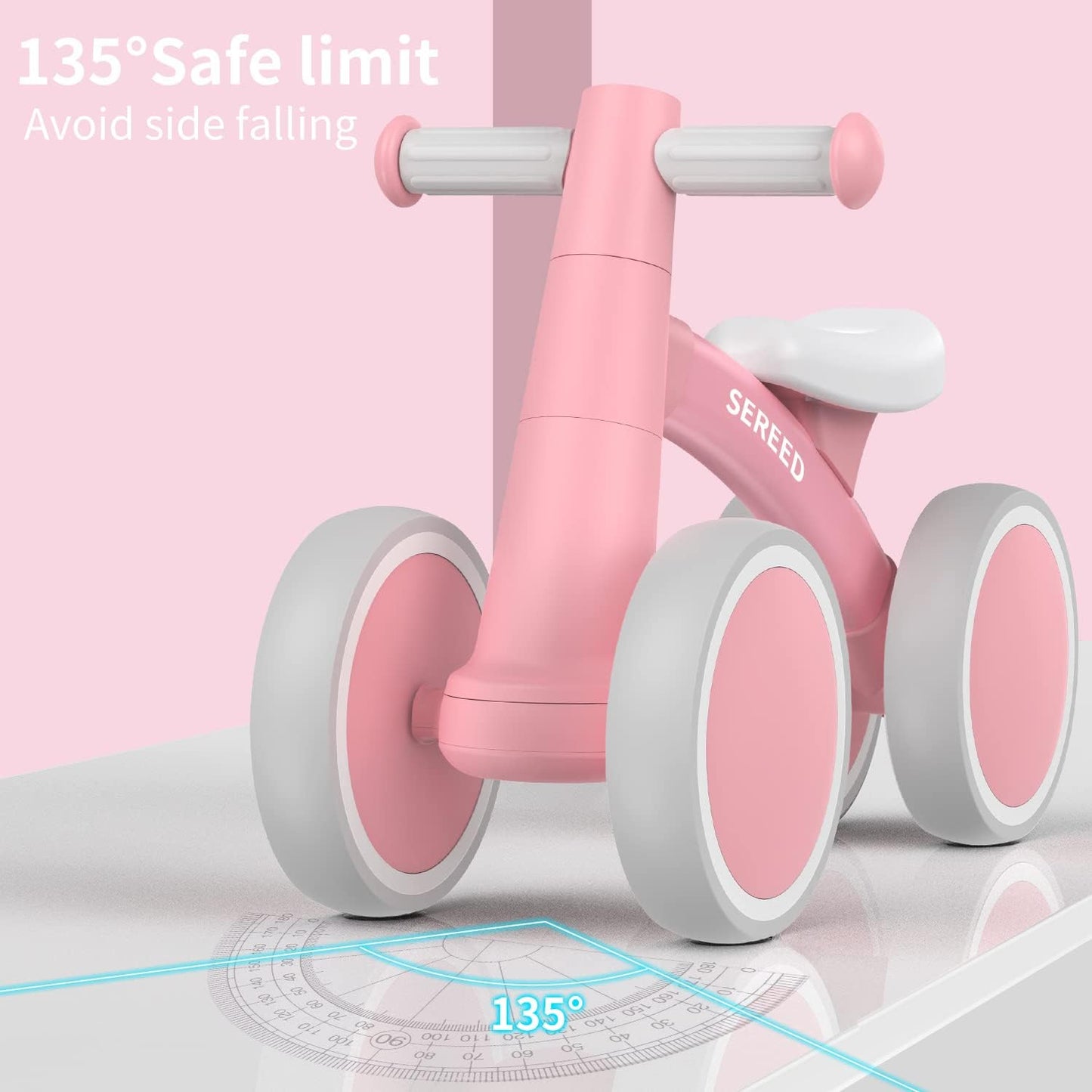 SEREED Baby Balance Bike for 1 Year Old Boys Girls 12-24 Month Toddler Balance Bike, 4 Wheels Toddler First Bike, First Birthday Gifts